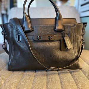 Coach Pebble Swagger Black Leather Handbag